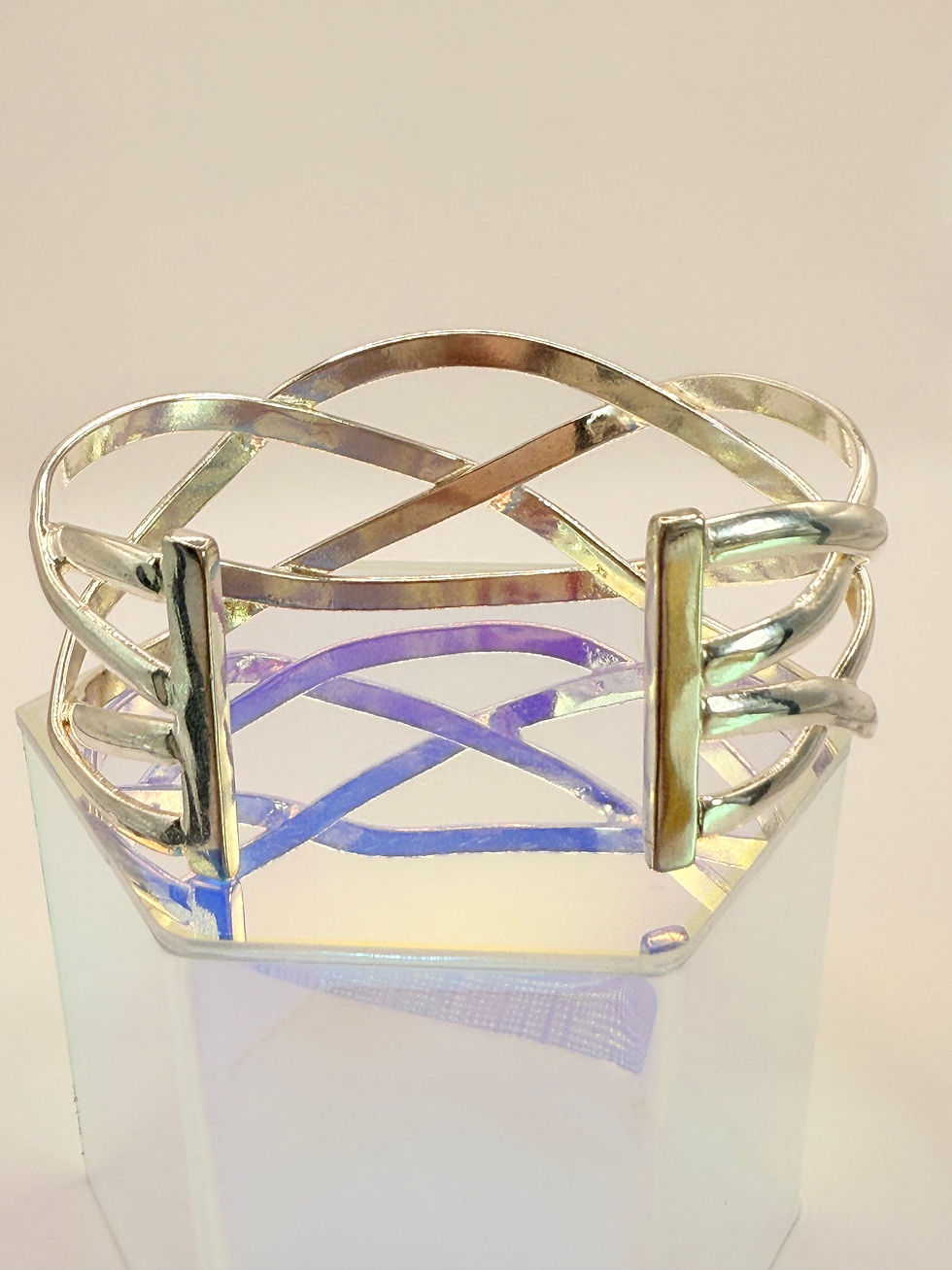 Thumbnail: Pre- Owned Silver Twist Cuff Bracelet Back View
