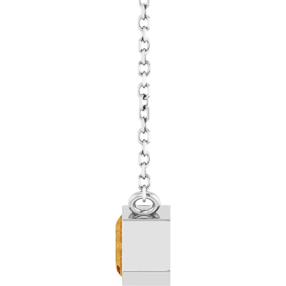 Thumbnail: Silver Bezel Natural Citrine Necklace Side View