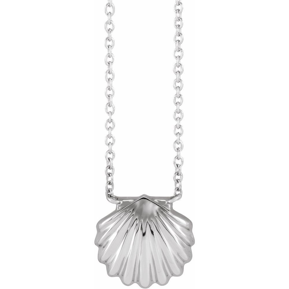 Silver seashell necklace front view