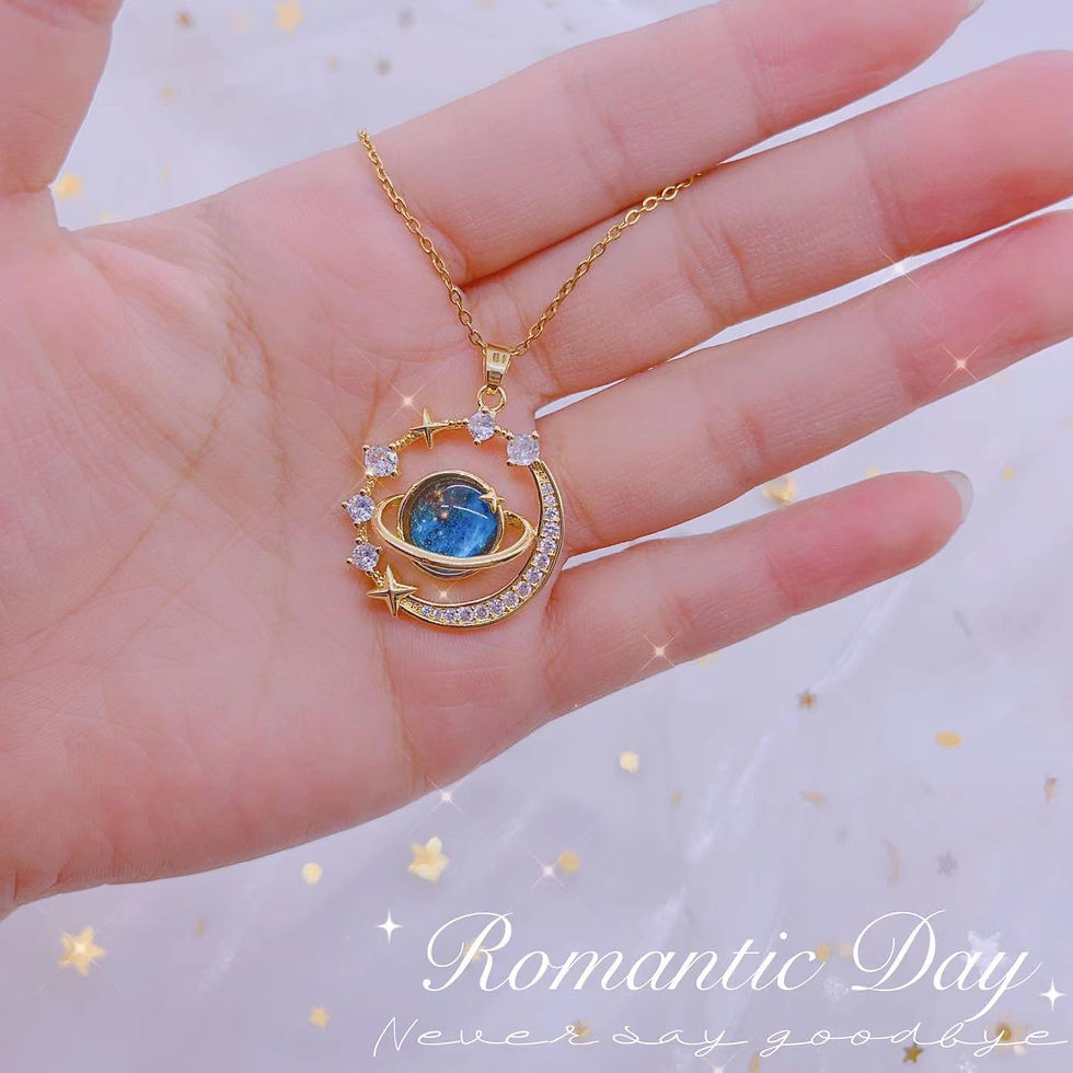 Miniatura: Stainless Steel Star Moon Planet Necklace Stylish Starry Sky Clavicle Chain 