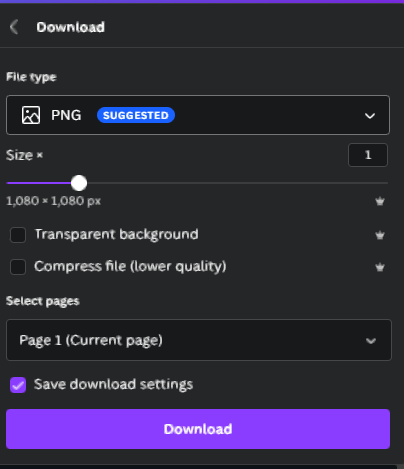 download button in Canva