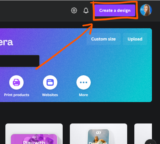 create a design in Canva button