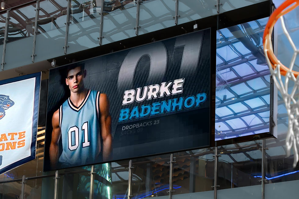 Eye-level view of a bright LED display mounted on a school building