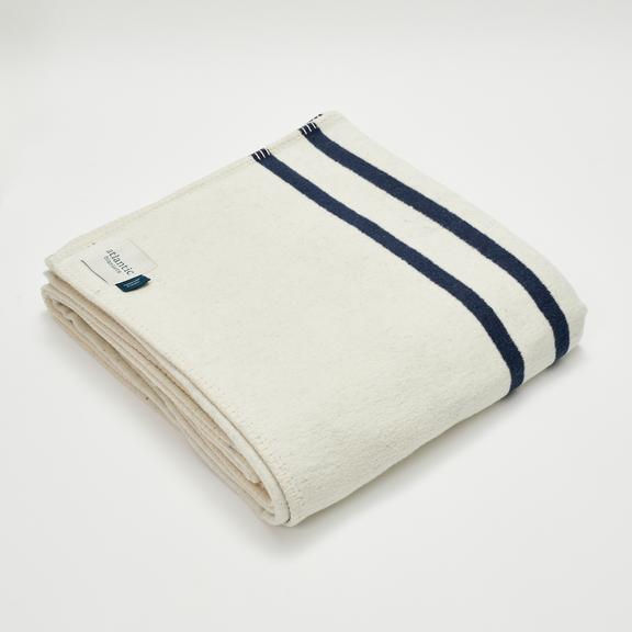 NAVY STRIPE RECYCLED COTTON BLANKET