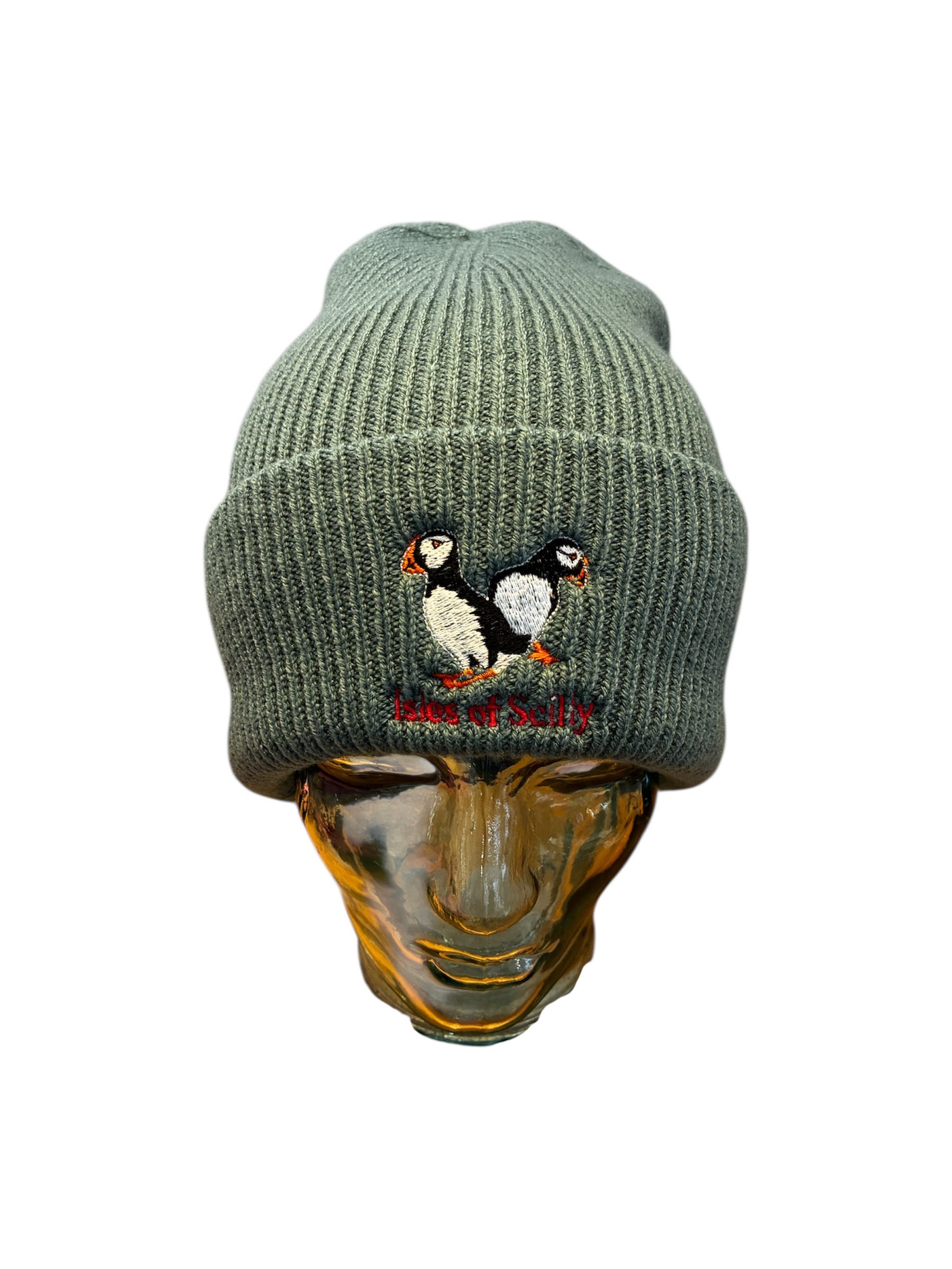 Ribbed Puffin beanie - Marina Green