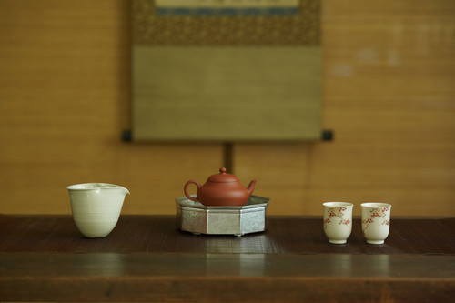 中国茶器「銅銭」（九角形）壺座・壺承・急須置く KO04 錫