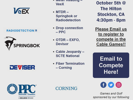 CABLE GAMES 2022 - OCTOBER 5TH @ STOCKTON HILTON - CLICK FLYER AND EMAIL TO REGISTER