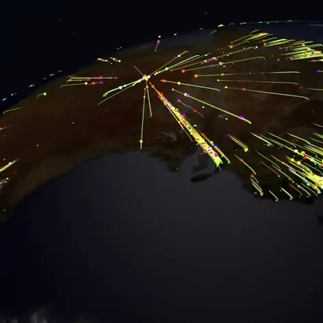 3D Australia X particles gravitate to central Australia