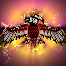 Thunderbird from the North Western tribe the Haida, created in 3D, X Particle ether emitters.