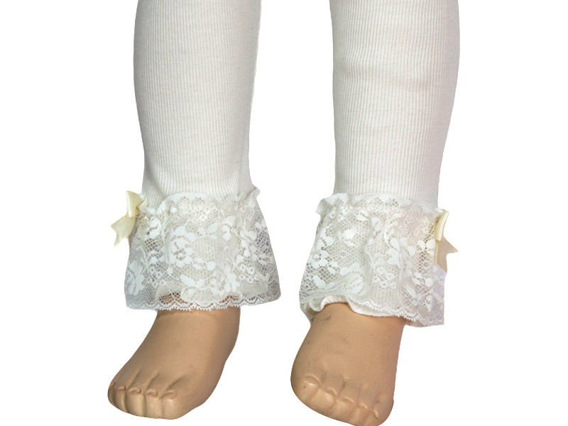 Miniatura: pigiama da bambina in costina di puro cotone con pizzo in cotone made in italy