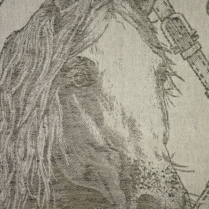 Miniatura: Canovaccio per la cucina in misto lino con ricamato disegno di un cavallo. Asciugamano cucina italiano di qualità