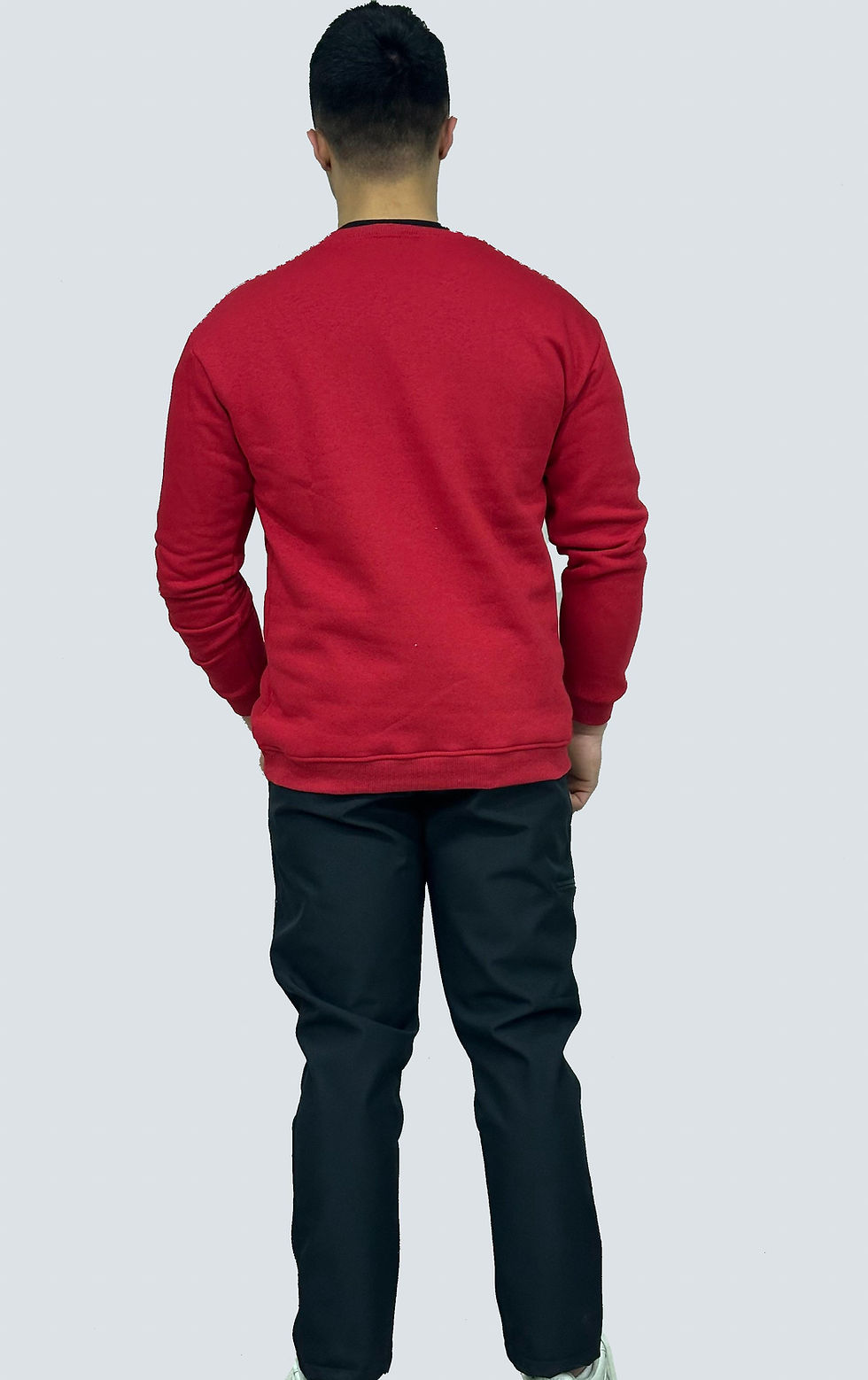 Kırmızı 3 ip şardonlu sweatshirt önden görünüm, 320 gr pamuklu unisex regular kalıp