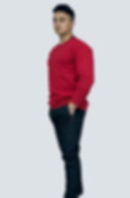 Kırmızı 3 ip şardonlu sweatshirt önden görünüm, 320 gr pamuklu unisex regular kalıp