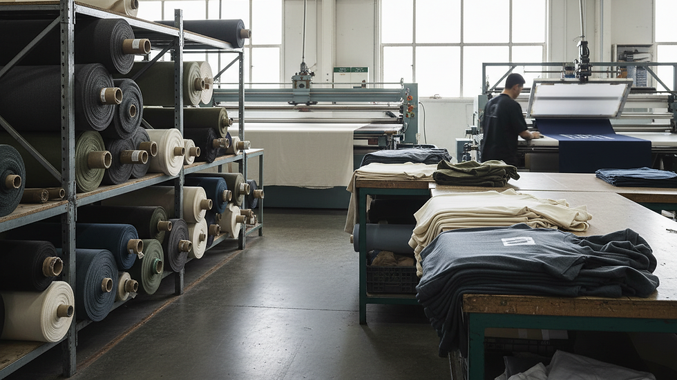 Toptan tekstil fabrikasında yüksek gramajlı kumaş topları - Bafaco Tekstil üretim tesisi