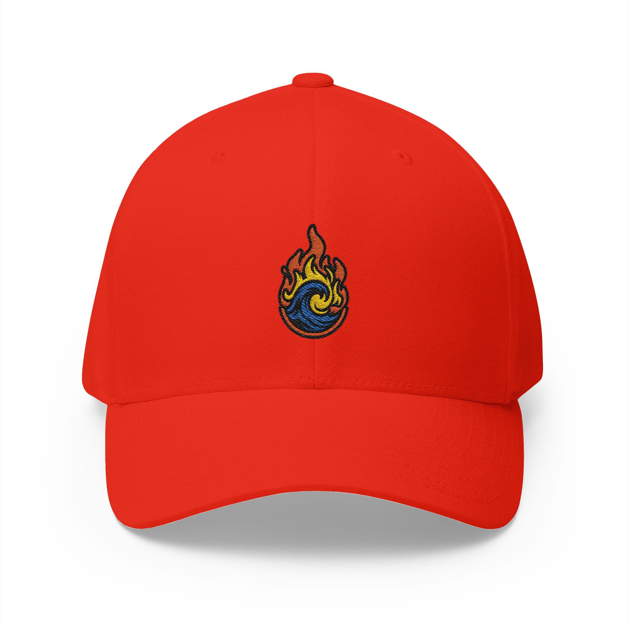 Embroidered Lake On Fire Cap — Small Flame Wave Logo Hat