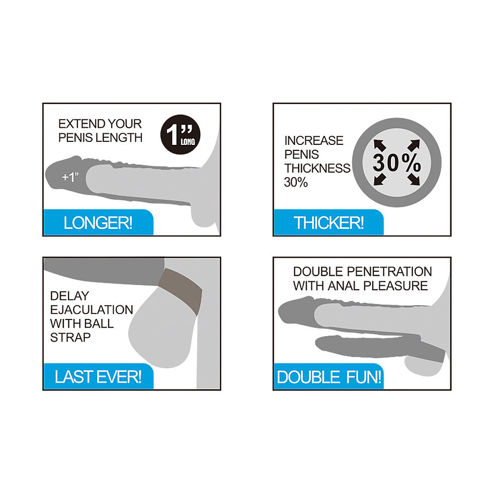 Miniatura: Capa peniana com extensor de 2,5 cm estimulador de clitóris e cápsula vibratória