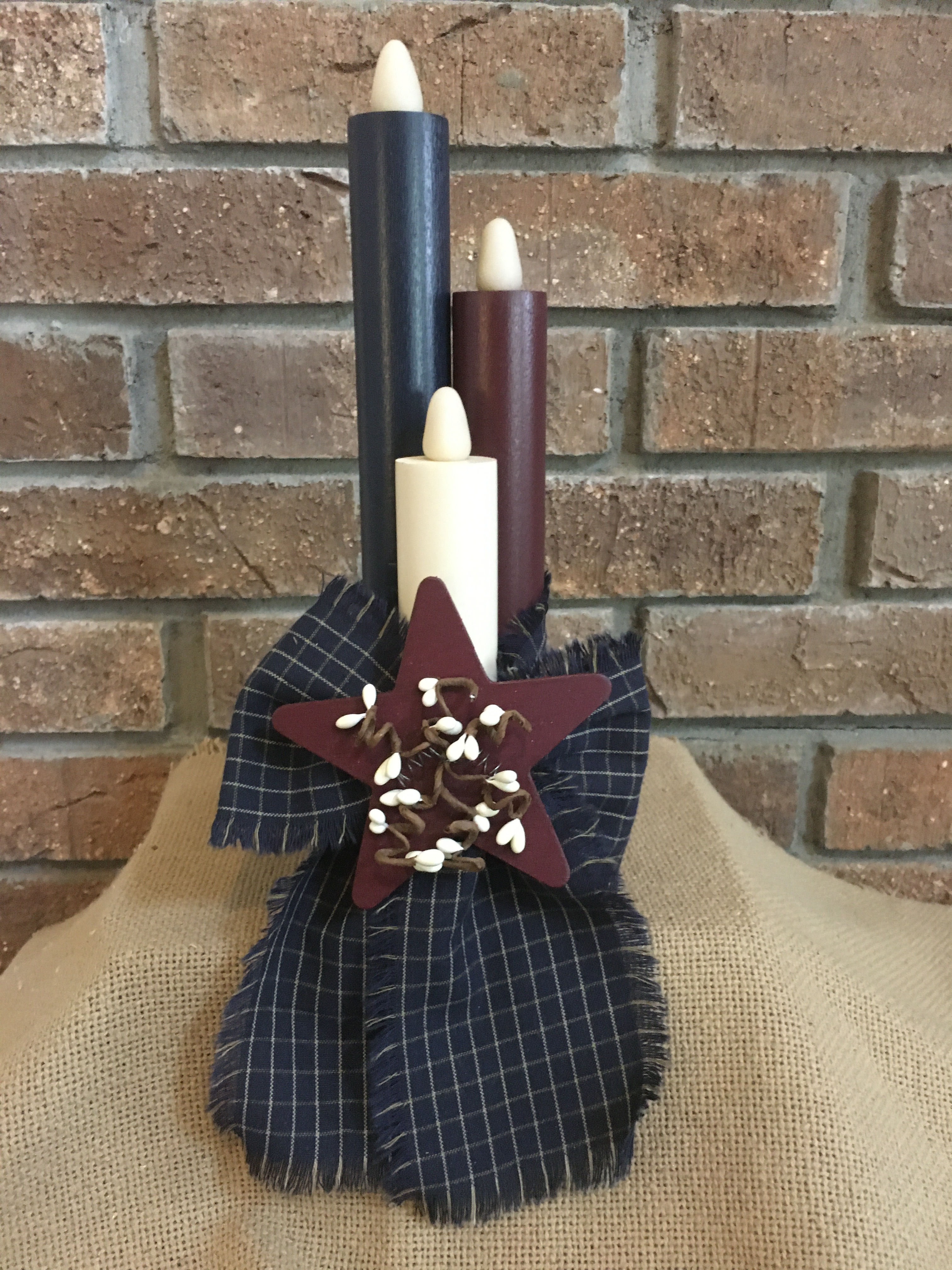 #7091 Navy Star Berry Triple Candle