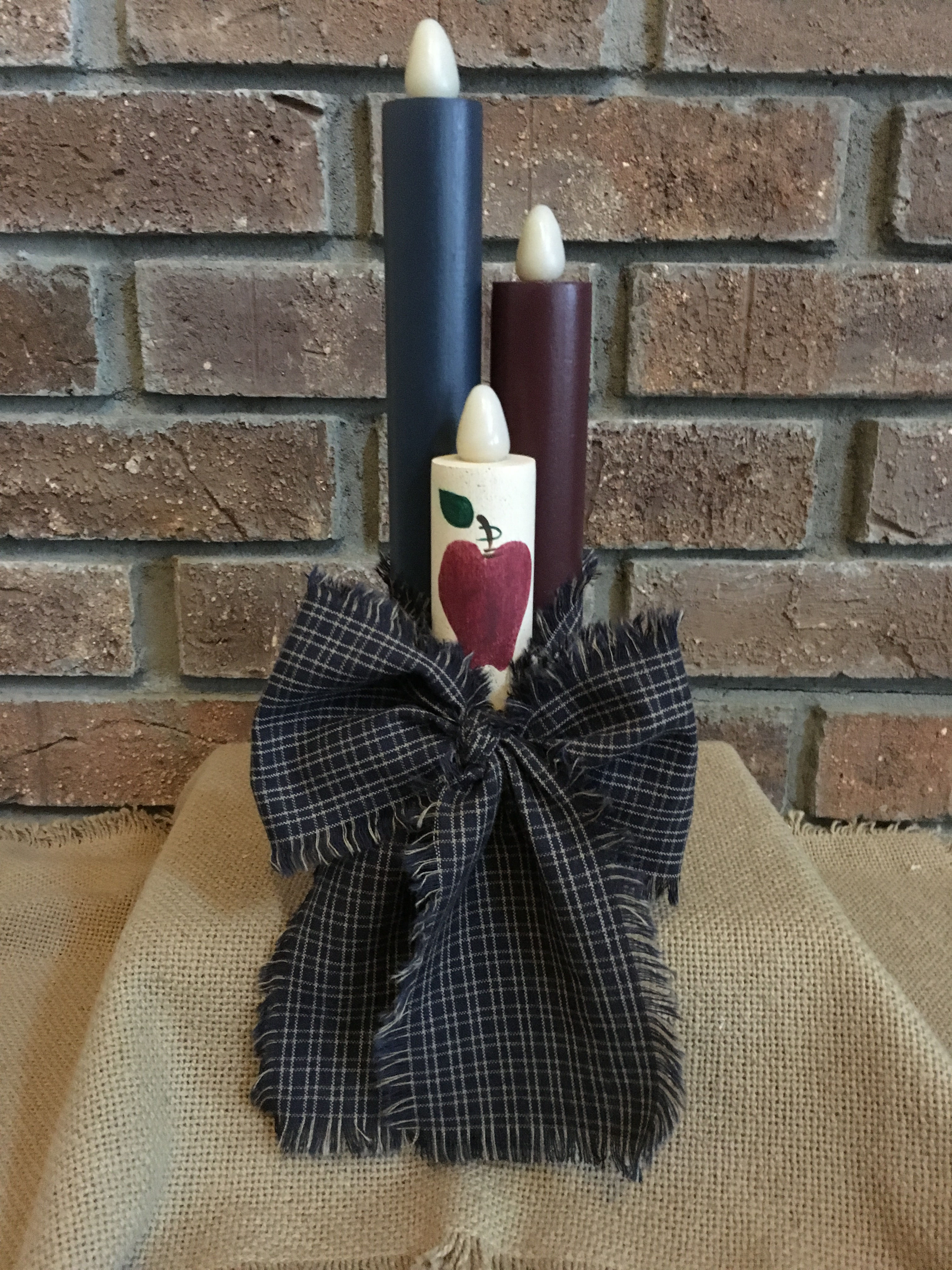 #4033 Navy Apple Triple Candle