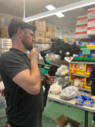 Camera on Ronin gimbal shooting pantry footage