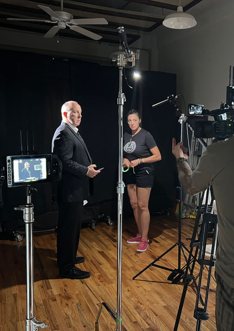 A scene of man in dark suit for a short film