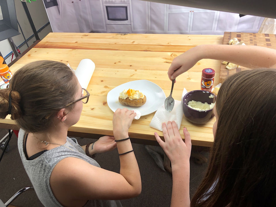 Food styling potato with seasoning