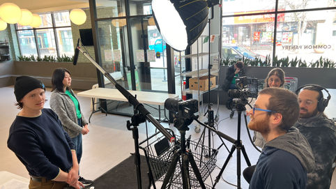 Behind the scenes of interview at Common Pantry