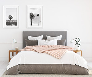 Grey Bed with Quilt