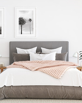 Grey Bed with Quilt