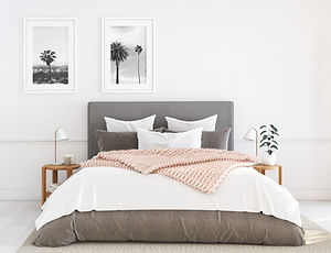 Grey Bed with Quilt