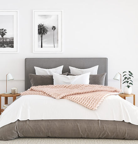 Grey Bed with Quilt