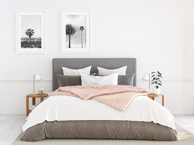 Grey Bed with Quilt
