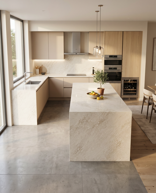 ProQuartz grand canyon leathered matte finish quartz brown and orange stone countertops for kitchen