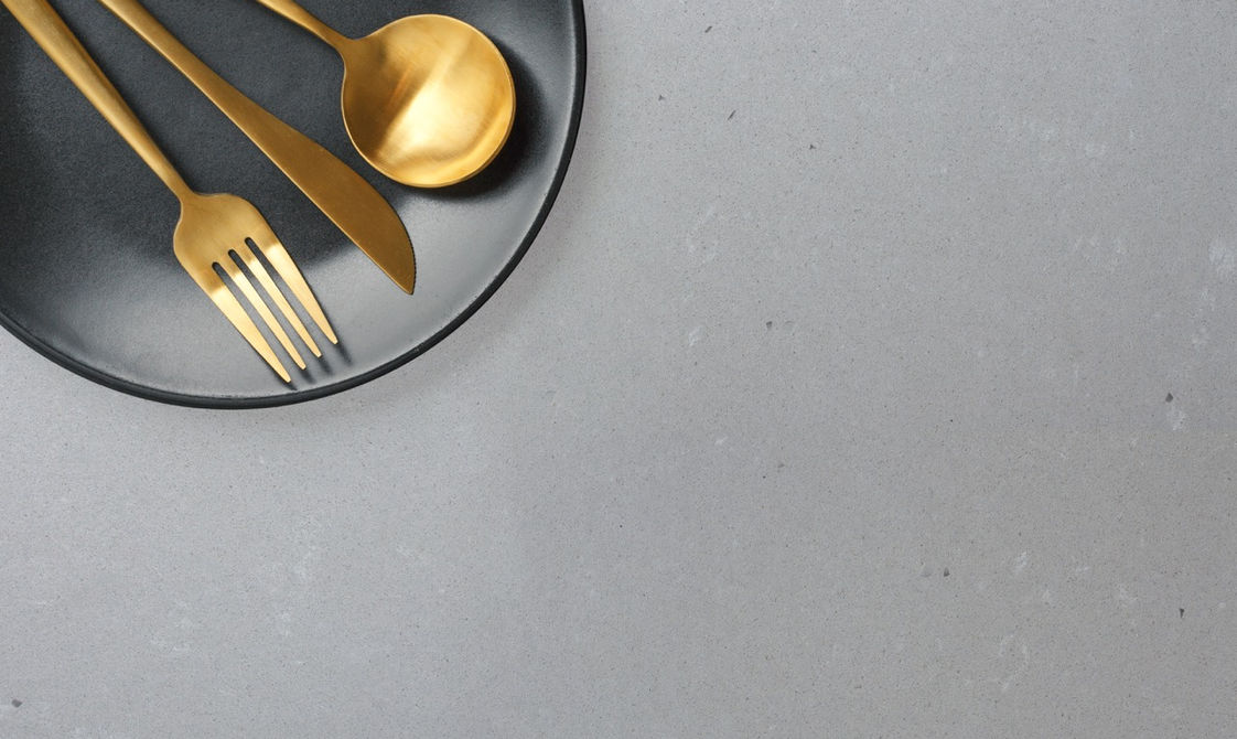 Nat Concrete quartz Tabletop with Utensils 