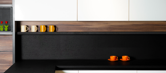 Carbon Quartz Kitchen Countertop and Splashback