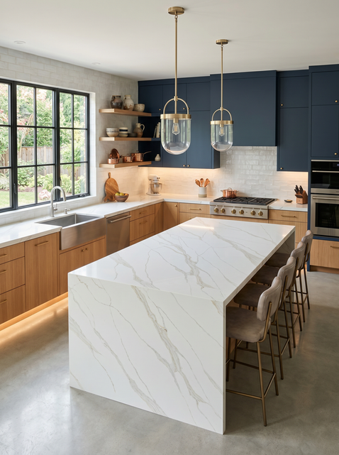 ProQuartz Cartier Gold kitchen countertop with veining