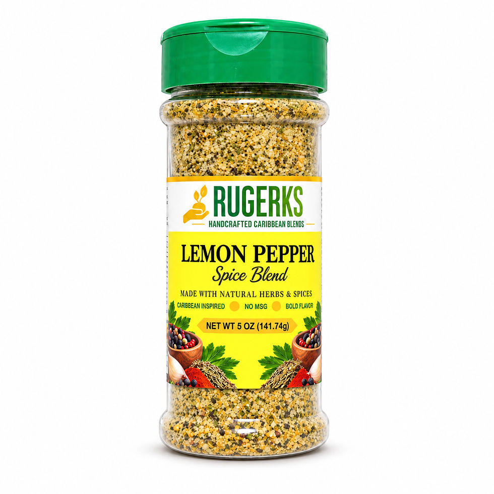 Rugerks Lemon Pepper Spice Blend 5 oz jar on a white background