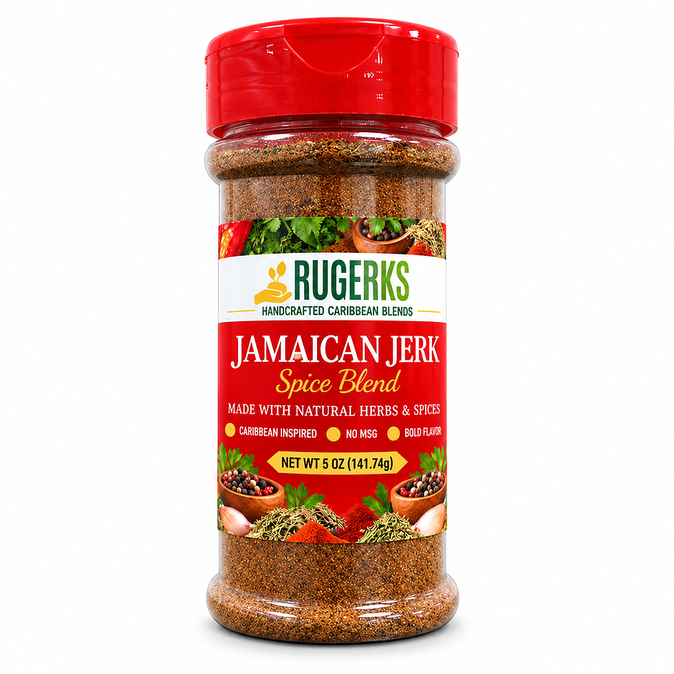Rugerks Jamaican Jerk Spice Blend 5 oz jar on a white background