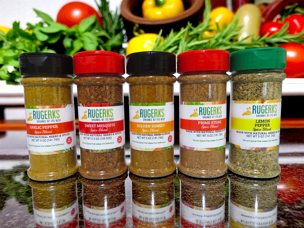 Close-up view of natural spice packets