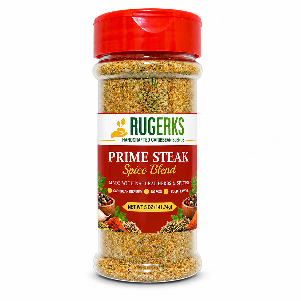 Rugerks Prime Steak Spice Blend 5 oz jar on a white background