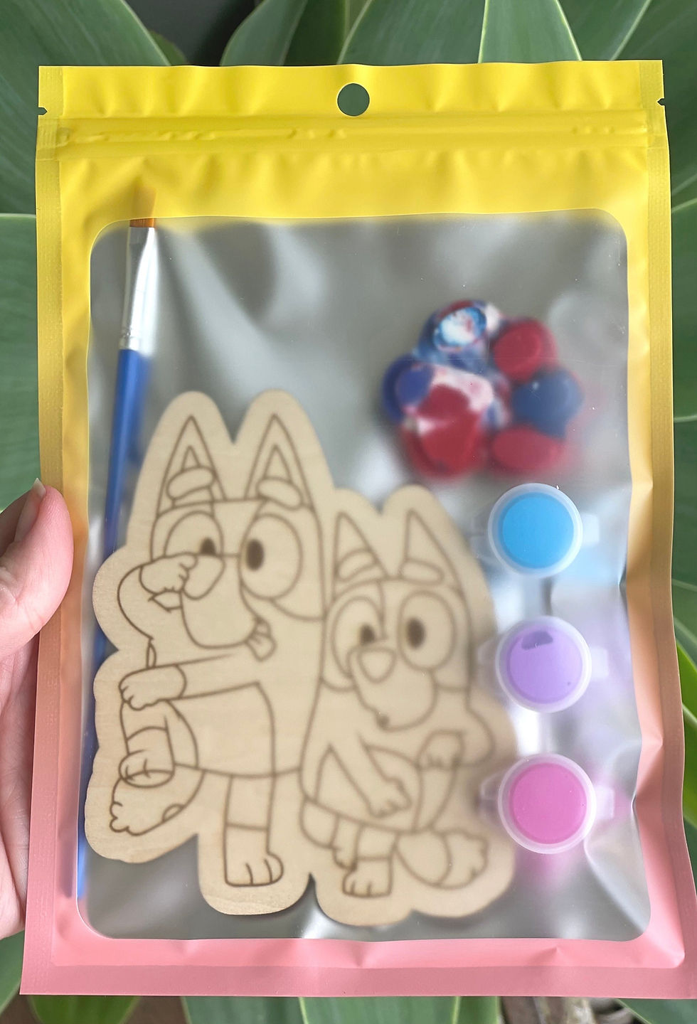 Thumbnail: Handmade Bluey Theme Wood pictures to paint Party Favours