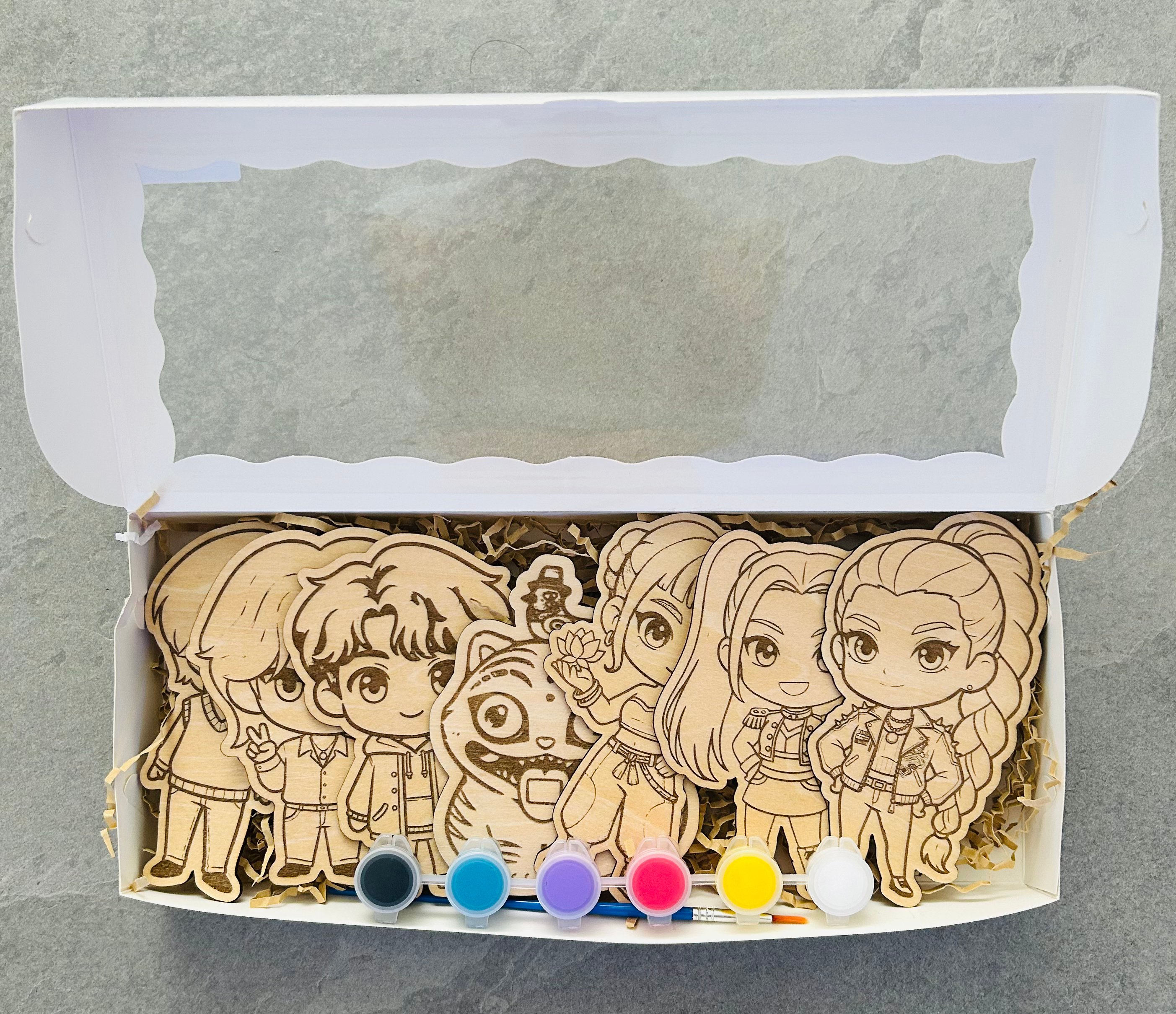 KPop Demon Hunters Box of Wood pictures to paint
