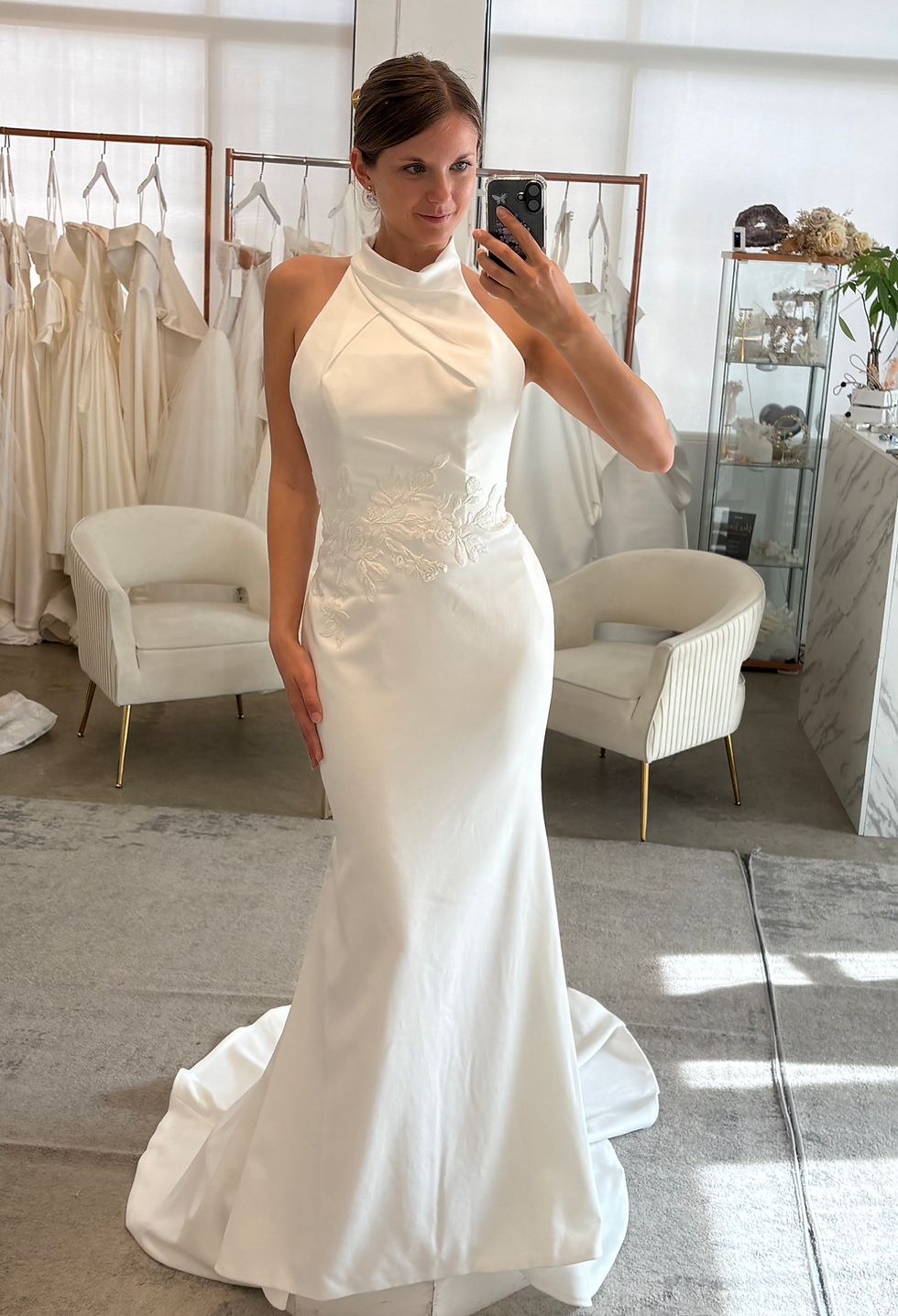 Thumbnail: Belle Halter Backless Wedding Dress