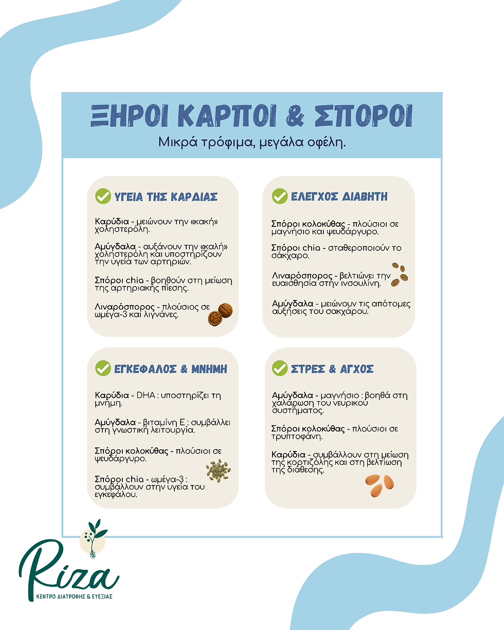 Ξηροί καρποί και σπόροι: Μικρά τρόφιμα, μεγάλα οφέλη!