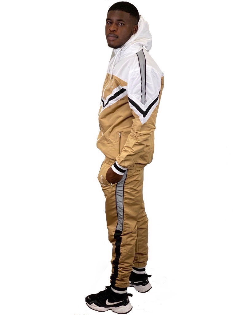 Miniatura: Hooded Beige Caldine Fashion Long Sleeve Sweatsuit