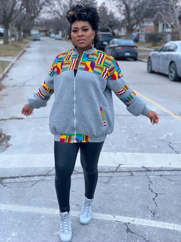 Miniatura: Grey Blend Kente Unisex Mix Sweatshirt