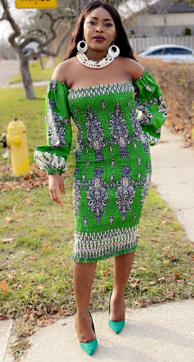 Miniature : CJ Off Shoulder detachable long sleeve hands Green
