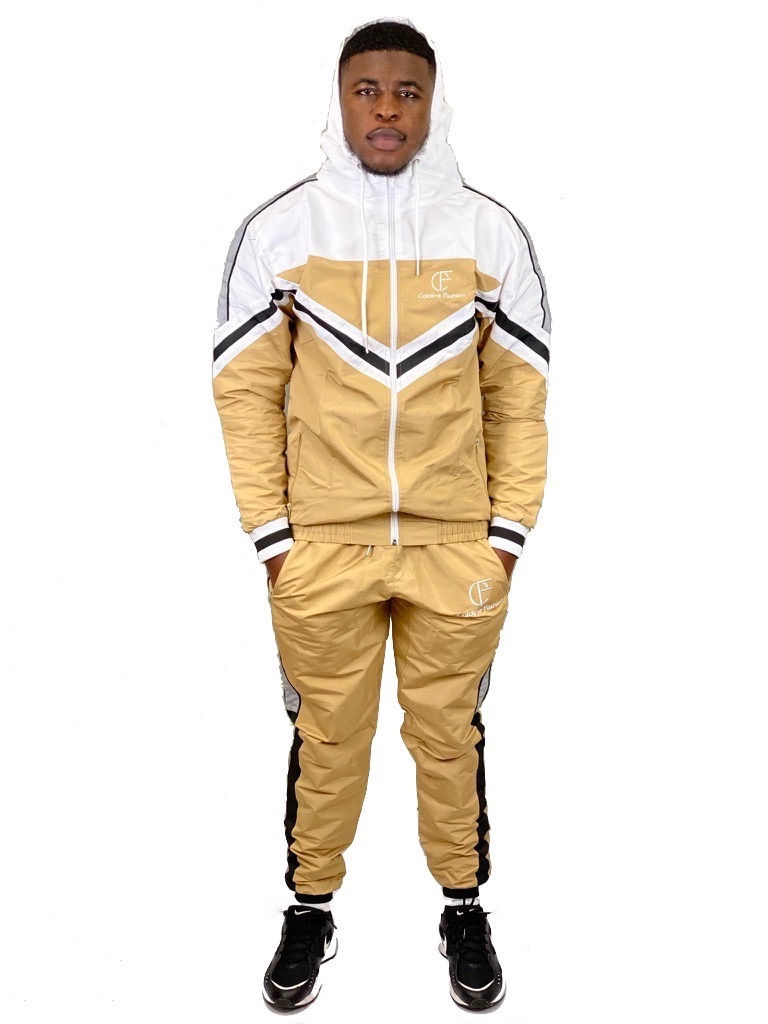 Miniatura: Hooded Beige Caldine Fashion Long Sleeve Sweatsuit