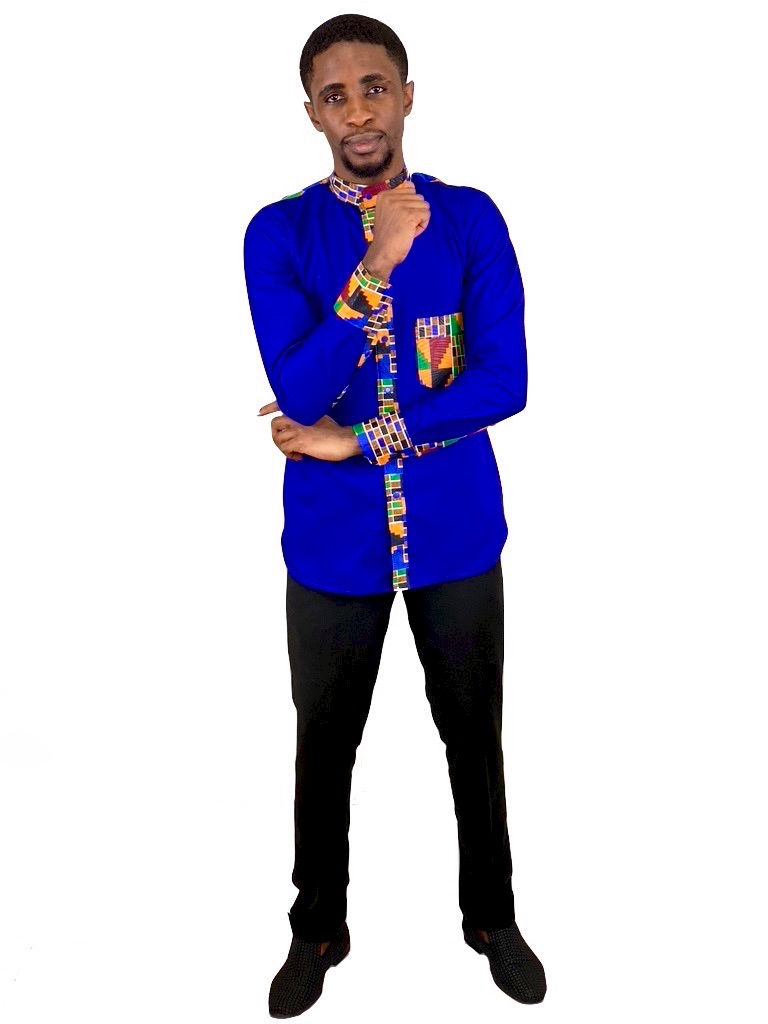 Miniature : Prince Men Ankara Mix Tribal Shirt