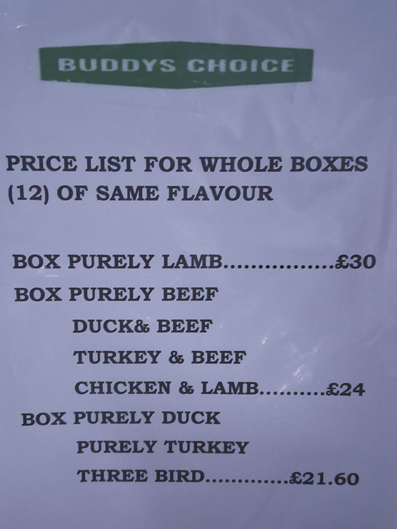 BOX OF 12 454g Buddys choice