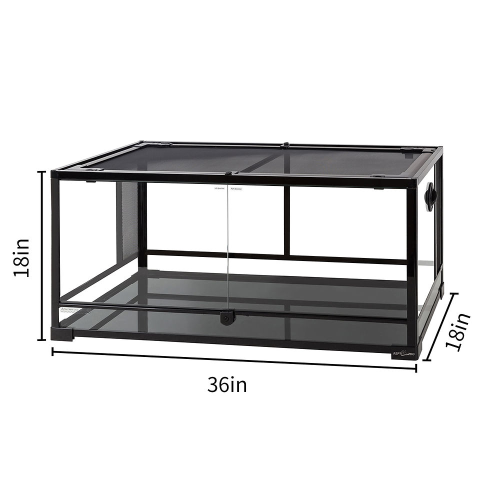 Thumbnail: REPTI-ZOO 36x18x18 Glass Terrarium Double Door Reptile Tank Black